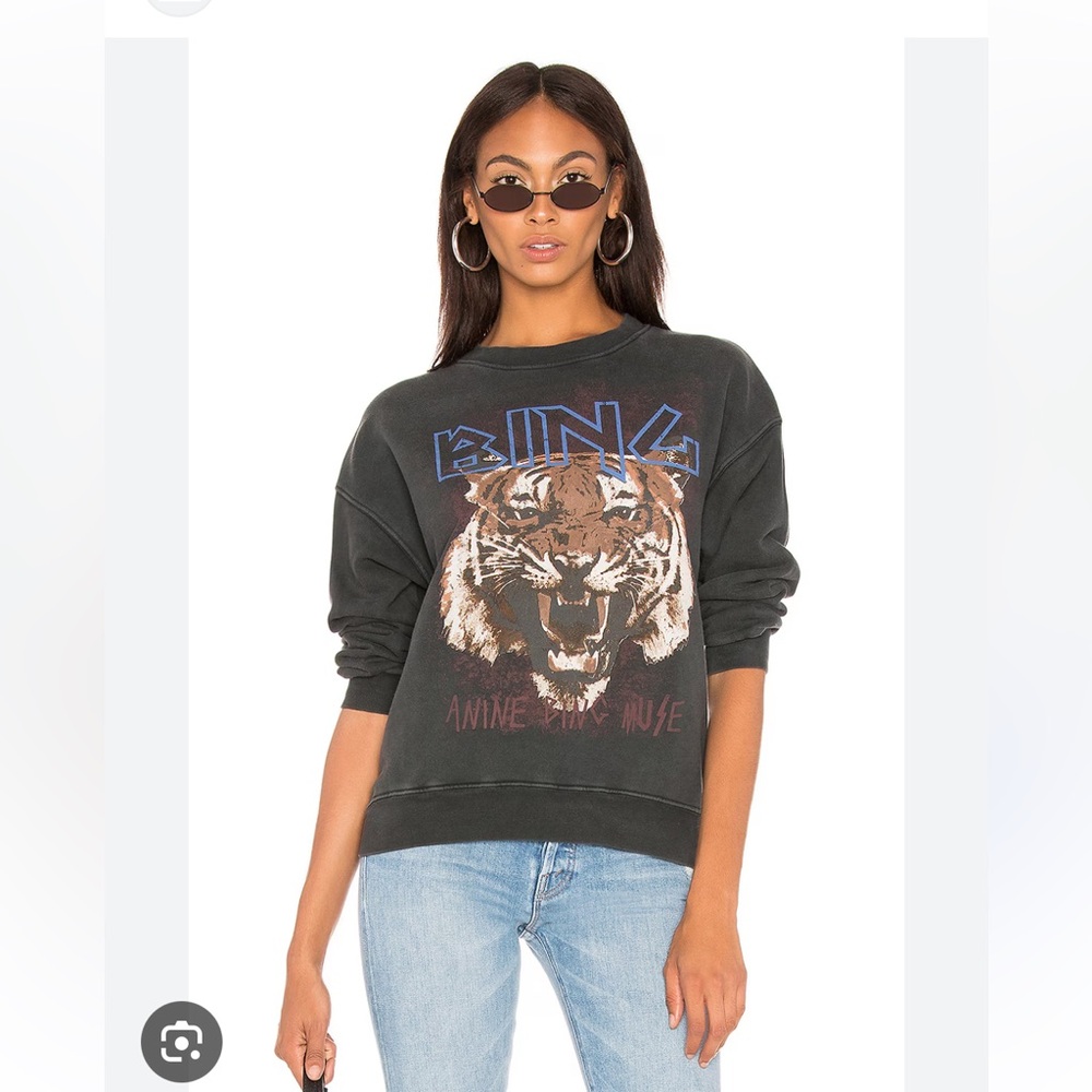 Anine Bing black tiger logo sweatshirt